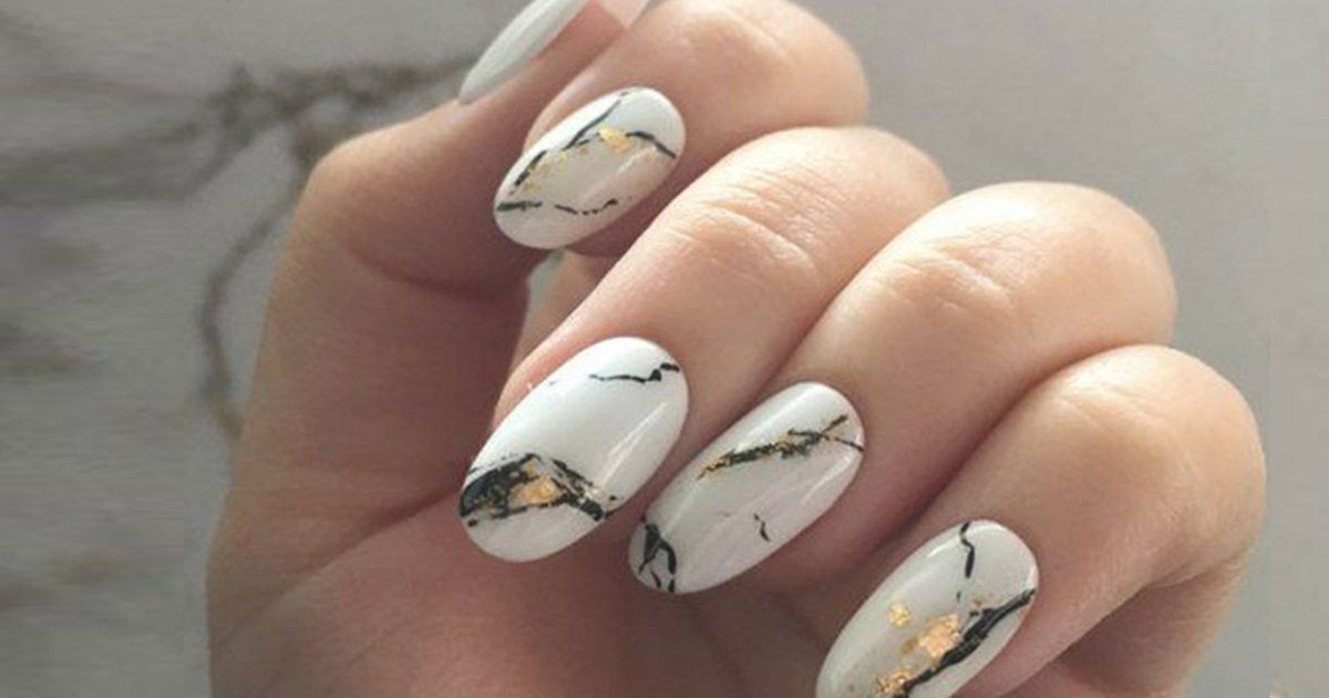 Coffin-Nail Designs: Marble French